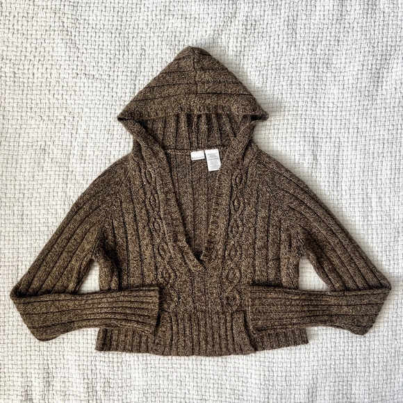 Y2K No Boundaries Brown Knit Hoodie - Picture 2 of 7
